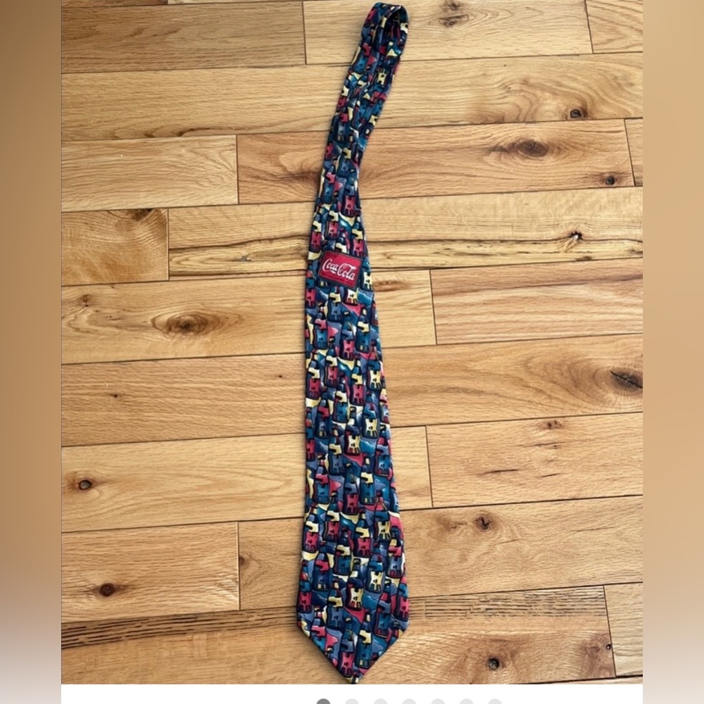 Vintage Coca-Cola Red and Blue Graphic Tie